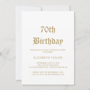 Anspruchsvolle Goldkalligraphie zum 70. Geburtstag Einladung