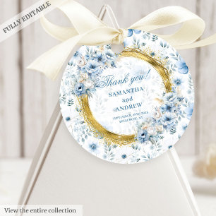 Anspruchsvolle Hochzeit mit Watercolor Dusty Blue Geschenkanhänger