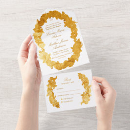 Anspruchsvolle Imitate Foil Script Gold Barockhoch All In One Einladung