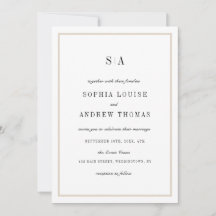 Anspruchsvolle, minimalistische Mongramm-Hochzeit