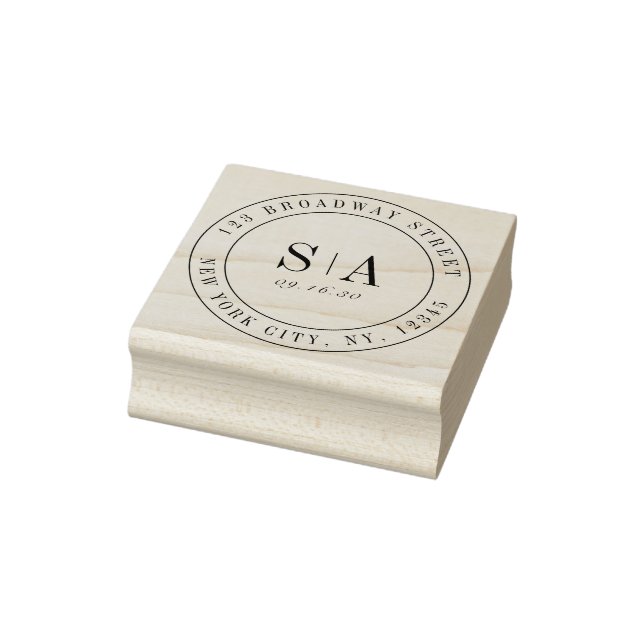 Anspruchsvolle, minimalistische Mongramm-Hochzeit Gummistempel (Stempel)