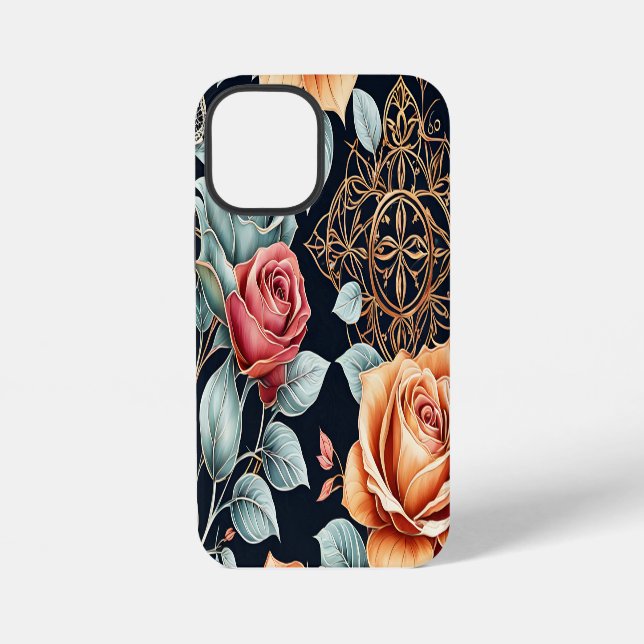 Anspruchsvolle Rose Floral iPhone 12 Mini Case Art Hülle (Rückseite)
