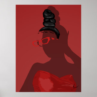 Anspruchsvolle Rote Illustration der Frau Hollow K Poster