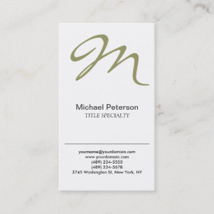 Anspruchsvolle Script Monogram Business Card Visitenkarte