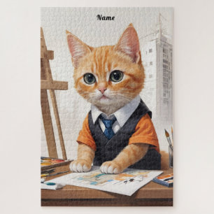 Anspruchsvoller Architekt Cat Ginger Kitten Art