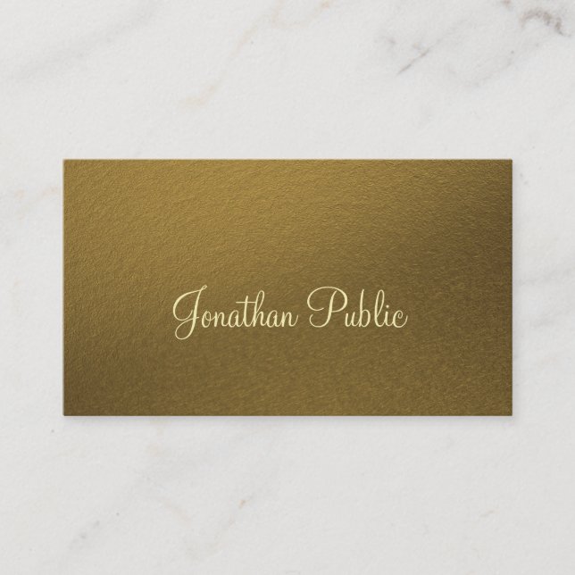 Anspruchsvoller Gold Look Beruflich Creative Luxe Visitenkarte (Vorderseite)