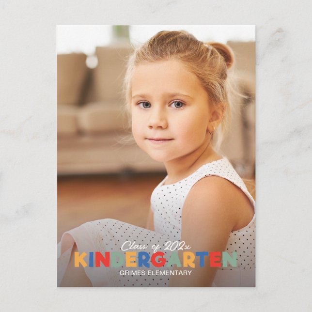 Anspruchsvoller Kindergarten Abschluss Einladung Postkarte (Vorderseite)