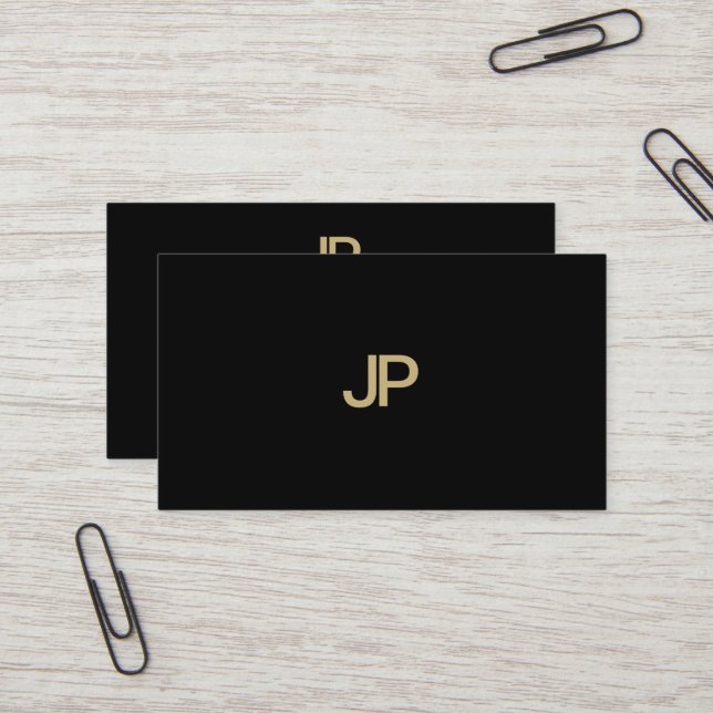 Anspruchsvoller, moderner Black Gold Monogram Luxu Visitenkarte (Vorderseite/Rückseite Beispiel)