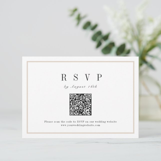 Anspruchsvoller Rahmen minimalistischer QR-Code fü RSVP Karte (Stehend Vorderseite)