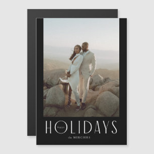 Anspruchsvolles Black Happy Holidays Foto Magneteinladung