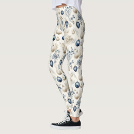 Anspruchsvolles Blue & Gold Weihnachtsmuster Leggings