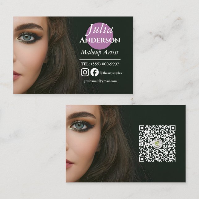 Anspruchsvolles Makeup Artist MUA Foto Visitenkarte (Vorne/Hinten)