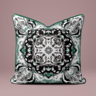 Anspruchsvolles Mandala Throw Kissen - Schwarz & W