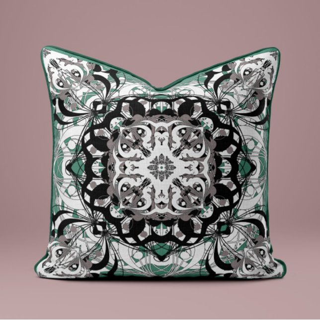 Anspruchsvolles Mandala Throw Kissen - Schwarz & W (Von Creator hochgeladen)