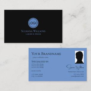 Anständig Schlicht Schwarz und Blau mit Logo und F Visitenkarte