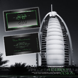 Anständige Schwarz-Weiß-Grünrahmen-Initialen Visitenkarte