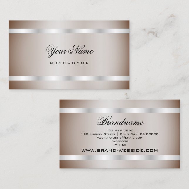 Anständige Shimmer Silver einfach kalligraphische  Visitenkarte (Vorne/Hinten)