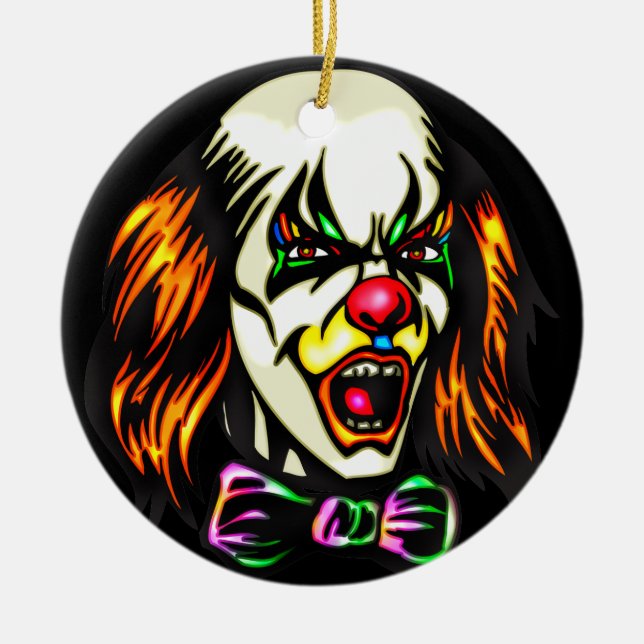 Anstarrender schlechter Clown Keramik Ornament (Vorne)