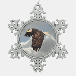 ANSTEIGENDES EAGLE SCHNEEFLOCKEN Zinn-Ornament