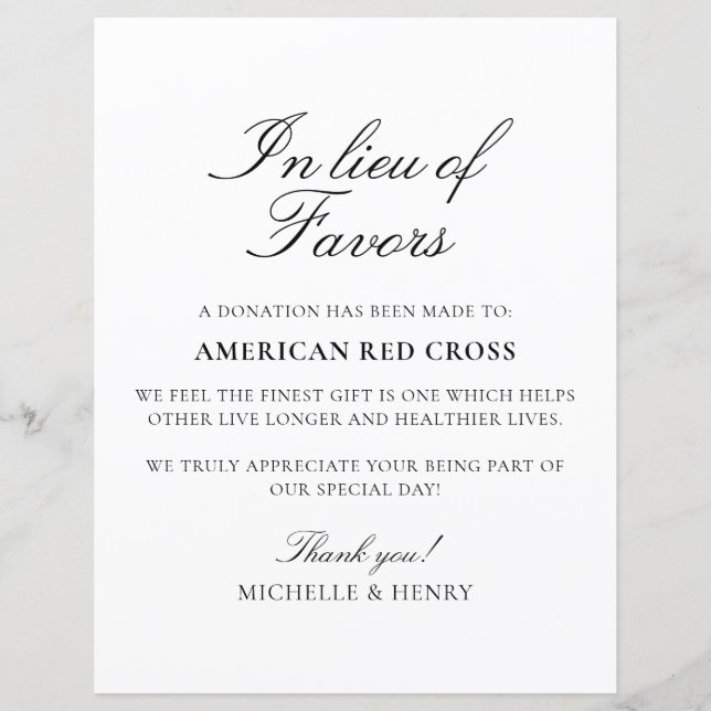 Anstelle der Lieblings-Hochzeitsspende-Zeichen (Vorderseite)