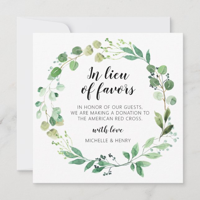 Anstelle der Lieblings-Hochzeitsspende-Zeichen Einladung (Vorderseite)