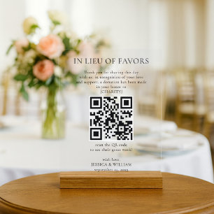 Anstelle von Gefälligkeiten mit QR-Code für die Ho Acrylschild