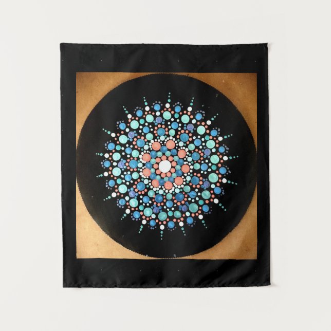 ANSTICH 079 - Blue Shades Mandala - Tapestry Wandteppich (Vorderseite)