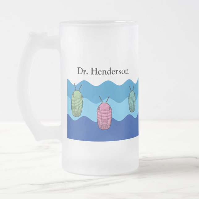 Anstieg der Trilobiten - prähistorisches Tier Mattglas Bierglas (Links)