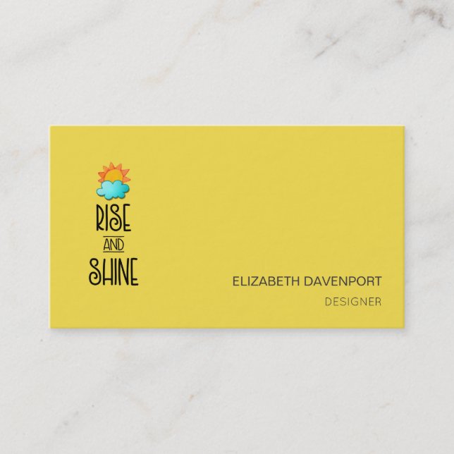 Anstieg und Shine Typografie auf Vivid Yellow Visitenkarte (Vorderseite)