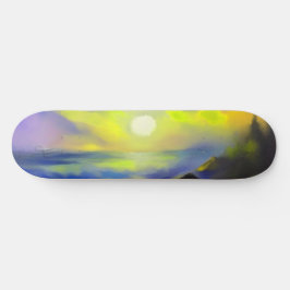 Anstrich dunkelblauer Meereswellen unter der Sonne Skateboard