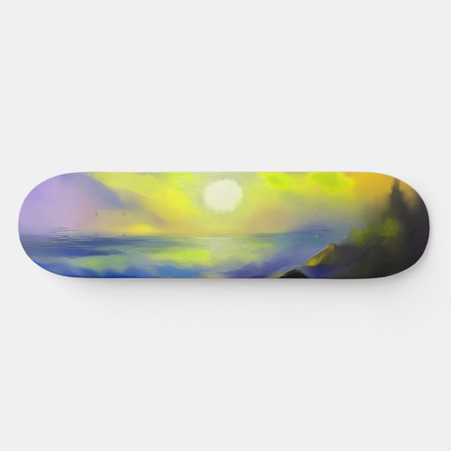 Anstrich dunkelblauer Meereswellen unter der Sonne Skateboard (Horizontal)