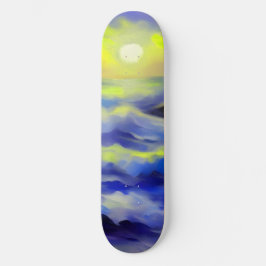 Anstrich dunkelblauer Meereswellen unter der Sonne Skateboard