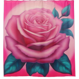 Anstrich einer neonrosa Rose Duschvorhang