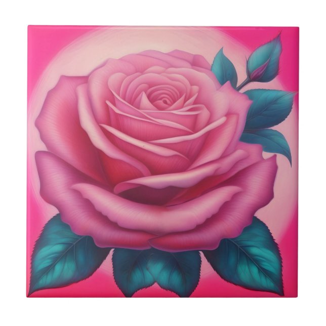 Anstrich einer neonrosa Rose Fliese (Vorderseite)