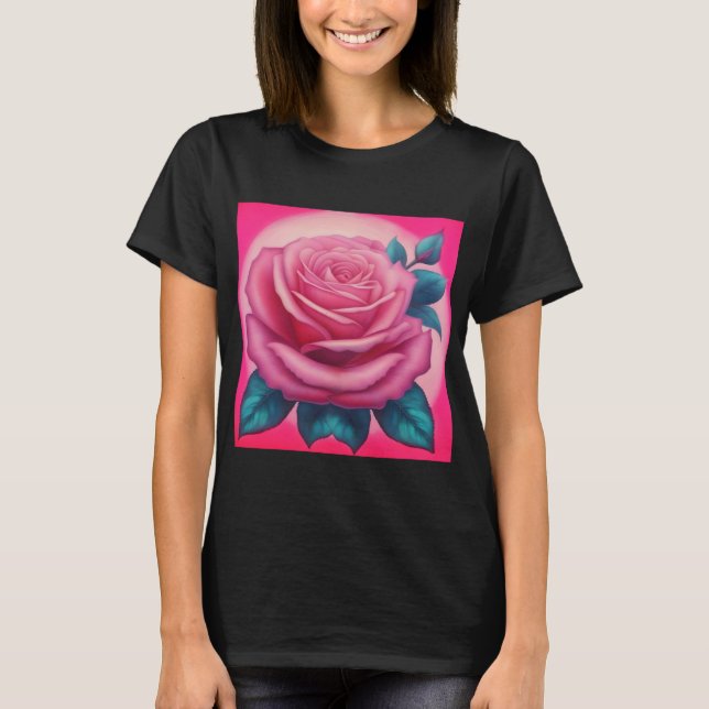 Anstrich einer neonrosa Rose T-Shirt (Vorderseite)