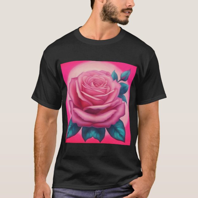 Anstrich einer neonrosa Rose T-Shirt (Vorderseite)