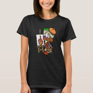 Anstrich Pinsel Easel Farbenfrohe Mittelfinger T-Shirt