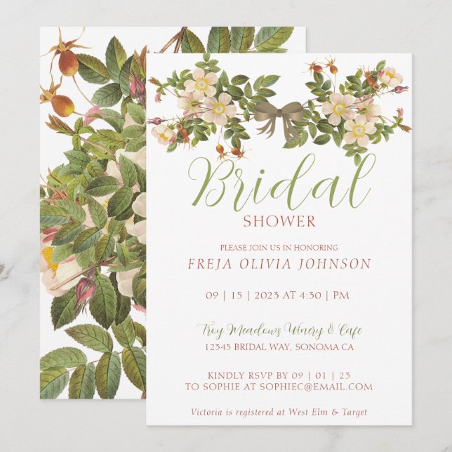 Anstrich Primrose Bridal Dusche Einladung (Vorne/Hinten)