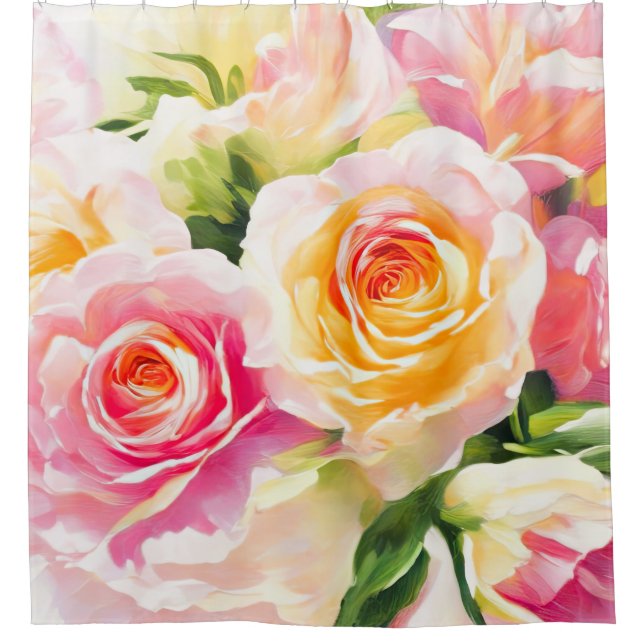 Anstrich von Gelb und Rosen Duschvorhang (Vorderseite)