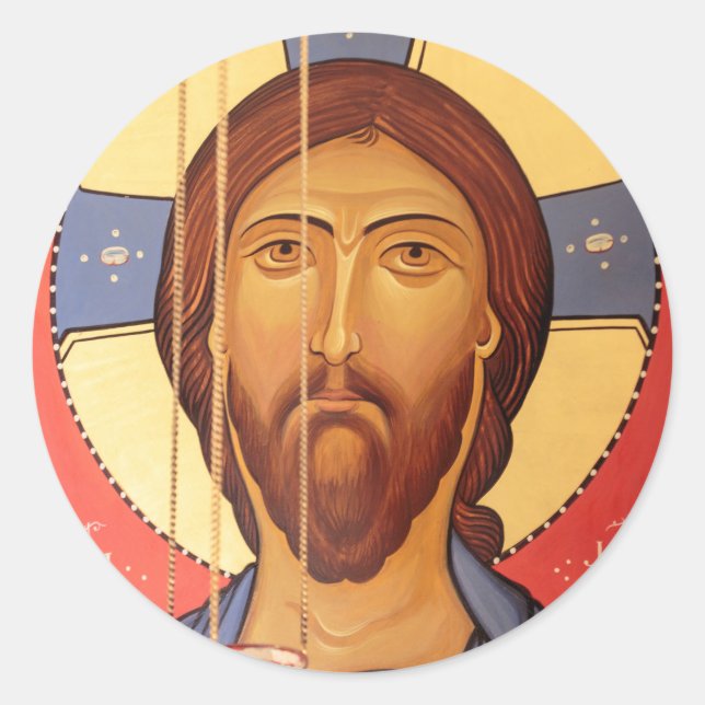 Anstrich von Jesus Runder Aufkleber (Vorderseite)