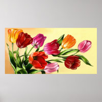Anstrich von Rot-Rosa-Gelborangen-Tulpen