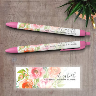 Anstrichene Aquarellfarben-Blume Kalligraphiename Kugelschreiber