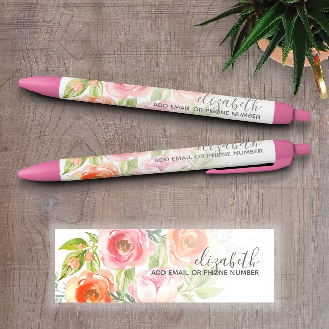 Anstrichene Aquarellfarben-Blume Kalligraphiename Kugelschreiber (Personalized Writing Pens)