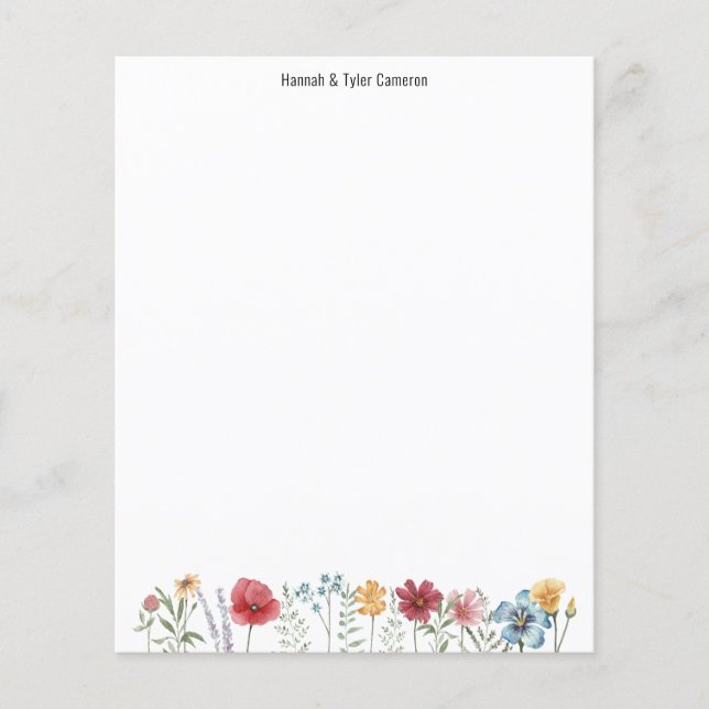 Anstrichene Aquarellfarben-Wildblume Schreibpapier Flyer (Vorne)