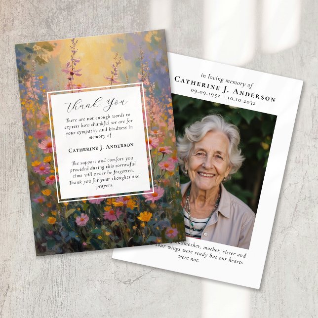 Anstrichene Blume Beileid Foto Beerdigung Dankeskarte (Von Creator hochgeladen)