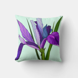 Anstrichene Blume, hübsche lila Iris auf Minze Kissen