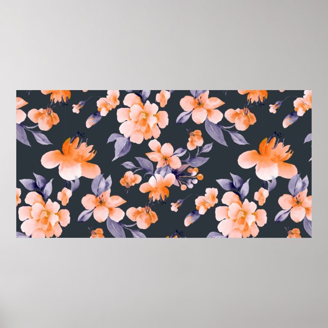 Anstrichene Blume - nahtlose Hintergrunddarstellun Poster (Vorne)