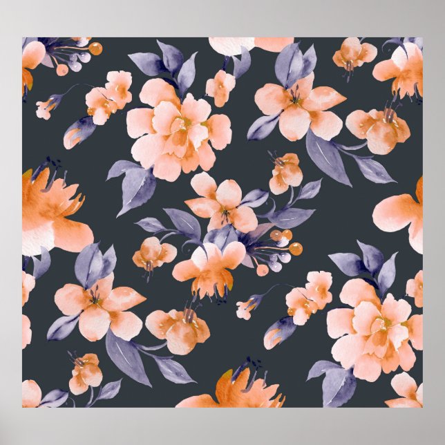 Anstrichene Blume Nahtloser Hintergrund Poster (Vorne)