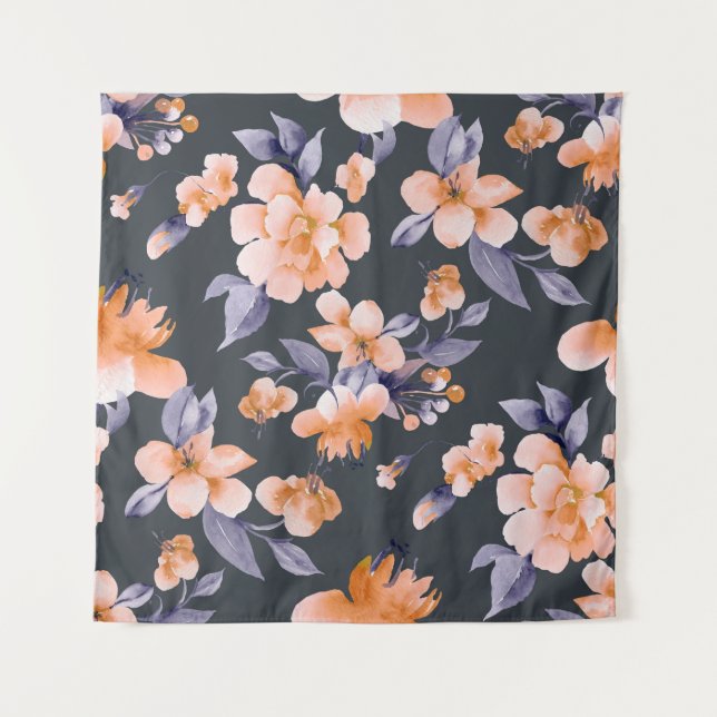 Anstrichene Blume Nahtloser Hintergrund Wandteppich (Vorderseite)