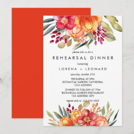 Anstrichene Blume Orange PROBE DINNER Hochzeit Einladung